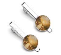 Autumn Deers at Sunset by The Lake Men's Tie Clips Necktie Bar Pinch Clip Set of 2 Formal Business Wedding Accessories