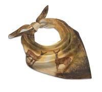 Autumn Deers at Sunset by The Lake Women's Head Scarf Hair Square Scarves Headscarf for Sleeping Travel Beach 18"x18"