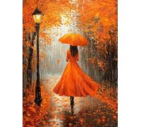 Autumn Diamond Art Kits Adults, 5D Full Drill Diamond Painting Girl 10x15cm DIY Crystal Art Cross Stitch Embroidery Pictures Crafts Gem Sequin Canvas Paintings for Home Wall Decor Gift for Women H-417