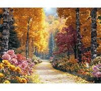Autumn Diamond Art Kits Adults, Forest Diamond Painting Cross Stitch Kits for Adults Beginners, DIY Round Full Drill Crystal Art Embroidery Cross Stitch Pictures for Home Decor Gifts 60x45cm E0-677