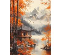 Autumn Diamond Painting Kits for Adults, Pattern Mountain Diamond Art 5D DIY Full Square Drill Gem Crystal Art Kits Crafts for Adults, Room Decor, Bedroom Decor, Gifts for Women 12x16inch -yym2507EU