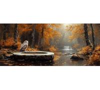 Autumn Diamond Painting Kits for Adults, Pattern Owl Diamond Art 5D DIY Full Round Drill Gem Crystal Art Kits Crafts for Adults for Home Room Decor, Bedroom Decor, Gifts 70 * 140cm -yym2603PW