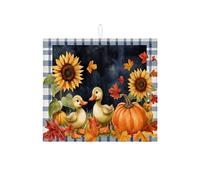 Autumn Dish Drying Mats For Kitchen Counter, Cute Ducklings Sunflower Absorbent Dish Drainer Rack Mat, Seasonal Microfiber Drying Pad For Kitchen Counter Decor 16x18 Inch