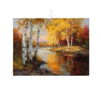 Autumn Dish Drying Mats For Kitchen Counter, Rustic Nature Absorbent Dish Drainer Rack Mat, Vibrant Microfiber Drying Pad For Kitchen Counter Coffee Bar Protector 18x24 Inch