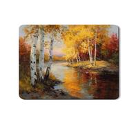 Autumn Dish Drying Mats For Kitchen Counter, Scenic Birch Absorbent Rubber Drainer Rack Mat, Nature PU Leather Drying Pad For Kitchen Coffee Bar Protector 18x24 Inch