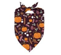 Autumn Dog Bandana, Fall Dogs Bandanas with Berries Flower Pumpkin and Fallen Leaves Pattern for Small and Medium Dogs, Seasonal Adjustable Triangle Decorative Scarf
