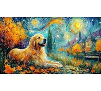 Autumn-Dog-by-Rainbow Jigsaw Puzzle 1000Pc Recycled Paper Impossible Hard Difficult Educational Game Decompression Great Gift Idea 70x50/1000pcs