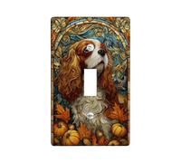 Autumn Dog Light Switch Cover Plates/Outlet Covers, Brown Cavalier King Charles for Home Decor, Thermoplastic Wall Plates, Standard Size Single Toggle