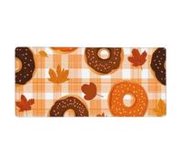 Autumn Donut Mouse Mat Fall Maple Leaves Gaming Mouse Pad with Stitched Edges Non-Slip Large Desk Mat for PC Laptop Office Home Gamer 900x400x3mm Keyboard Mousepad