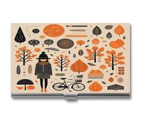 Autumn Doodles Business Card Case Business Card Storage Slim Metal Credit Card Wallet Multi Functional Flip Cover Minimalist Wallet Card for Men And Women