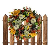 Autumn Door Wreath, Thanksgiving Wreath - Green Pumpkin Eucalyptus Wreaths,Thanksgiving Wreath for Porch Window Wall with Eucalyptus Leaves and Pumpkins Ve