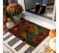 Autumn Dragon Doormat, Green Welcome Mat for Outdoor & Indoor Entryway Fall Decor, Rubber Waterproof Non-Slip Dust Absorbent Door Mats, Easy to Clean 29x17 Inch