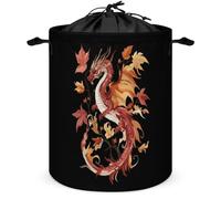 Autumn Dragon Large Laundry Basket Foldable Waterproof Dirty Clothes Hamper with Drawstring Closure And Handles