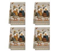 Autumn Duck Pattern Kitchen Towels Set of 4,Fanciful Rustic Seasonal Theme Illustrative Design Warm Beige Absorbent Tea Towels Kitchen Essentials 16x24 Inch (4PCS)
