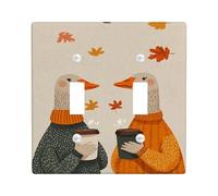 Autumn Ducks Light Switch Cover Plates/Outlet Covers, Cozy Orange and Green Geese for Fall Decor, Thermoplastic Wall Plates, Standard Size Double Toggle