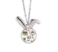 Autumn Eiffel Paris France Graffiti Rabbit Necklace Pendant Bunny Animal Jewelry Gift