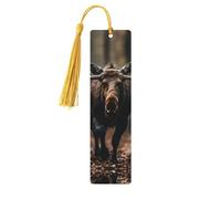Autumn Elk Deer Print Wooden Bookmark Wood with Tassel for Reading, Perfect Gift for Book Lovers
