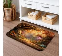Autumn Enchanted Forest Quick Dry Bath Mat, Fantasy Colorful Tree Design Absorbent Non Slip Shower Mat, Memory Foam Washable Bath Rugs for Bathroom Toilet Restroom Decorative 20x32 Inch