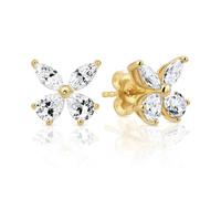 Autumn Enchanted Princess Collection - "Sparkling Romance" - 11.7 mm (3.65 Carat/Pair) Cubic Zirconia 22K Gold-Plated Stud Earrings For Sensitive Ears