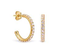 Autumn Enchanted Princess Collection - "Whispers of Romance" - 22K Gold-Plated Hoop Earrings (diameter 0.87 inches) with Cubic Zirconia (2.9 Carat/Pair) For Sensitive Ears