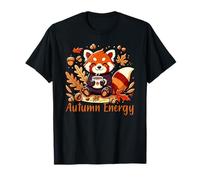 Autumn Energy Red Panda Coffee Fall Design T-Shirt