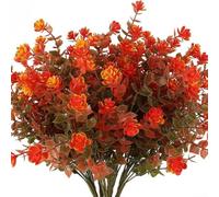 Autumn Eucalyptus Artificial Flowers, 35 Cm Plastic Artificial Eucalyptus Stems Leaves Autumn Decoration For Outdoor