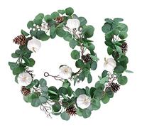 Autumn Eucalyptus Garland, 6.23Ft White Pumpkin Pine Cone Greenery for Wedding Backdrop Table Decor
