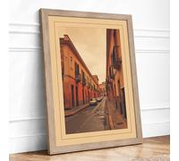 Autumn European Street Vintage Framed Wall Art Print A4 (29.7×21cm) Oak, Wall Decor for Living Room, Bedroom, Office & Home, Ready to Hang, Art Gift