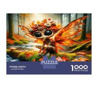 Autumn Fairy Leaf 1000 Pieces Jigsaw Puzzle Set Fall Enchanted Vibe Classic Jigsaw Puzzle Sturdy Cardboard Couple Puzzle Partners Ultra Difficult Home Activity 38x26cm/1000pcs