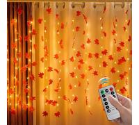 Autumn Fairy Lights | USB Autumn Leaf String Lights with Timer, 8 Modes Party Decorations with Remote Control for Halloween, Indoor Outdoor Office Living Room Bedroom Wall All