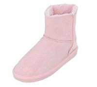 Autumn Faith Ladies Luxury Slipper Boots Ankle Bootees Microsuede Faux Fur Lined Pink 8 UK