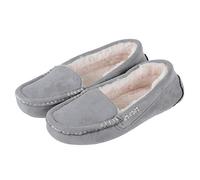 Autumn Faith Ladies Microsuede Moccasin Slippers Traditional Microsuede Faur Fur Lined Grey 7 UK