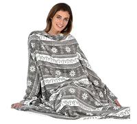 Autumn Faith Snuggle Blanket With Sleeves Wrap Around Fleece One Size - Grey