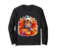 Autumn Fall Abyssinian Cat Owner Thanksgiving Mom Dad Cozy Long Sleeve T-Shirt