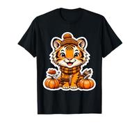 Autumn Fall Baby Tiger Lover Thanksgiving Kids Pumpkin Cute T-Shirt