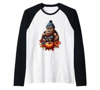 Autumn Fall Big-Foot Big Foot Sasquatch Lover Thanksgiving Raglan Baseball Tee