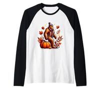 Autumn Fall Big-Foot Sasquatch Big Foot Lover Thanksgiving Raglan Baseball Tee