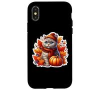 Autumn Fall British Shorthair Cat Owner Thanksgiving Mom Dad Case for iPhone X/XS