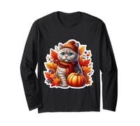 Autumn Fall British Shorthair Cat Owner Thanksgiving Mom Dad Long Sleeve T-Shirt