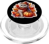 Autumn Fall British Shorthair Cat Owner Thanksgiving Mom Dad PopSockets PopGrip for MagSafe