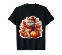 Autumn Fall British Shorthair Cat Owner Thanksgiving Mom Dad T-Shirt