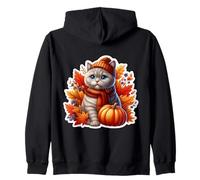 Autumn Fall British Shorthair Cat Owner Thanksgiving Mom Dad Zip Hoodie