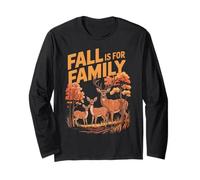Autumn Fall Deer Family Woodland Forest Leaves Nature Walks Long Sleeve T-Shirt