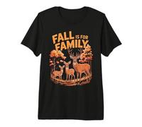 Autumn Fall Deer Family Woodland Forest Leaves Nature Walks Premium T-Shirt