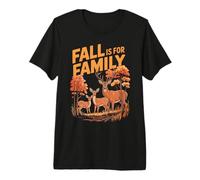 Autumn Fall Deer Family Woodland Forest Leaves Nature Walks Premium T-Shirt