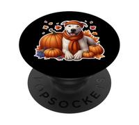 Autumn Fall Dogo Argentino Dog Owner Lover Pumpkin Vintage PopSockets Adhesive PopGrip