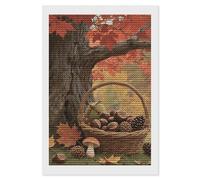 Autumn Fall Harvest Maple Diamond Painting Kits for Adults Beginners 5D Round Drill Diamond Art Kits with DIY Tools Gem Art Crafts for Home Wall Decor Living Room Bedroom Office Decoration 8x12