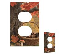 Autumn Fall Harvest Maple Wall Plate Cover Modern Decorative 1 Gang Light Switch Cover Unbreakable Receptacle Outlet Covers For Living Room Bedroom Home Decor Duplex