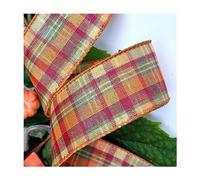 Autumn Fall Harvest Thanksgiving Wire Wired Edge Ribbon - Wreath Wedding Vintage (1.5" Harvest Tartan, 3m)