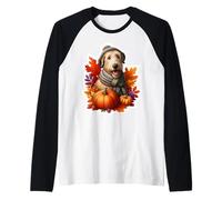 Autumn Fall Irish Wolfhound Dog Owner Lover Pumpkin Vintage Raglan Baseball Tee